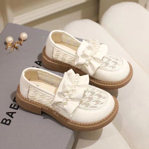  Spring New Girl's Leather Shoes for Children - Big Kid Breathable Mesh Shoes with Soft Sole Princess Mary Jane Trendy and Popular Shoes