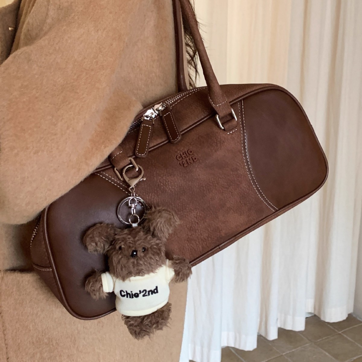 NANFENG CHIO2ND BINGANG STREET 베이글 가방 여성의 2024 년 신가을 및 겨울 빈티지 볼링 가방 숄더 백