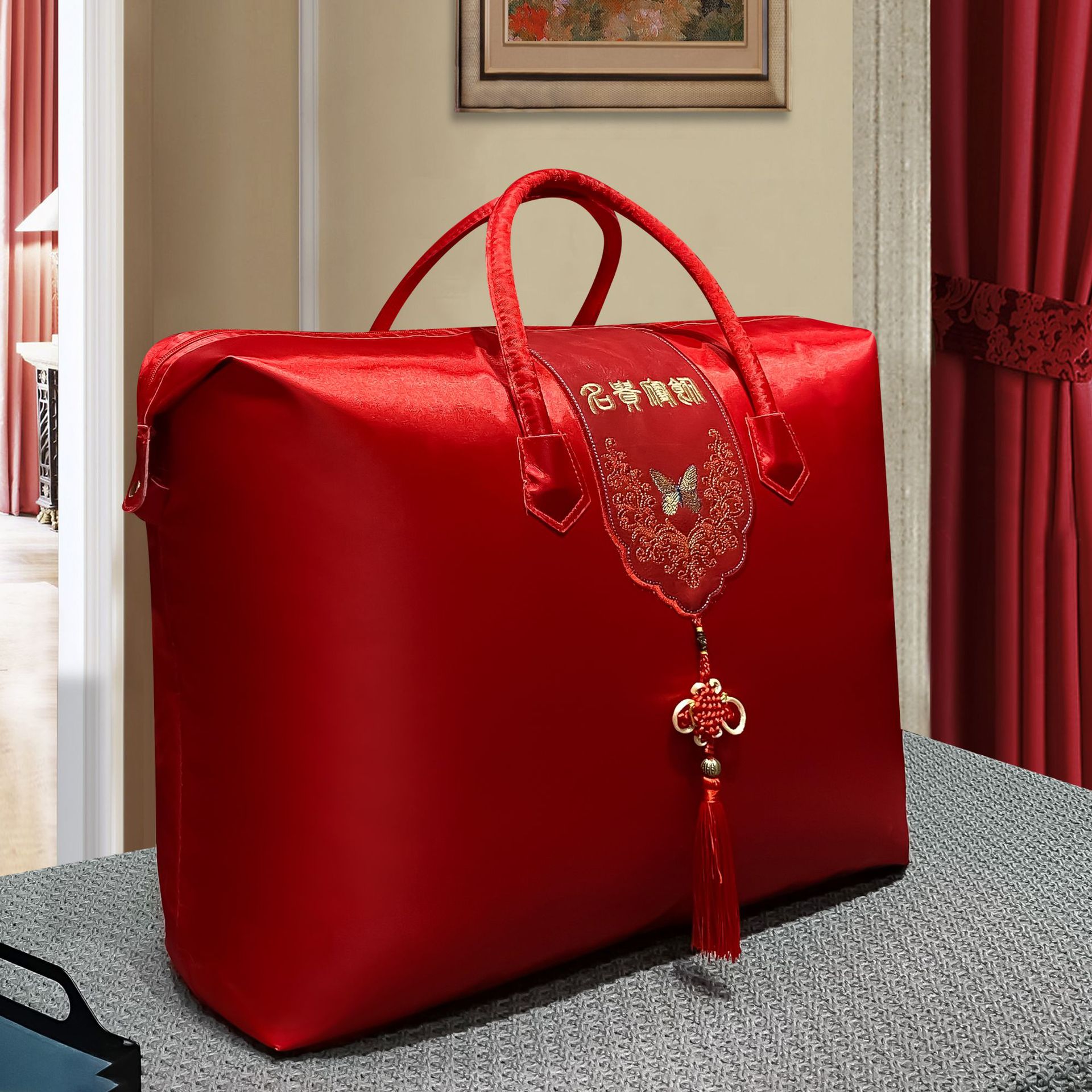 婚庆喜被手提袋蚕丝被羽绒被包装袋衣帽间被子衣服收纳袋可收纳