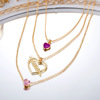 Fashionable fuchsia diamond necklace, suitable for import, European style, wholesale