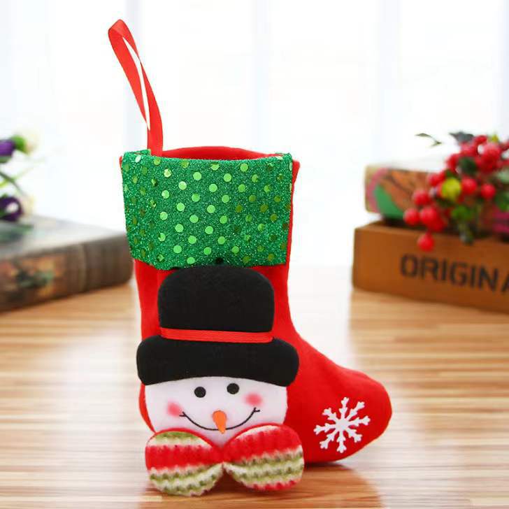 Creative Sequins Christmas Stockings Decorations Christmas Tree Ornaments Old Snowman Deer Bear Christmas Gifts Little Socks Wholesale