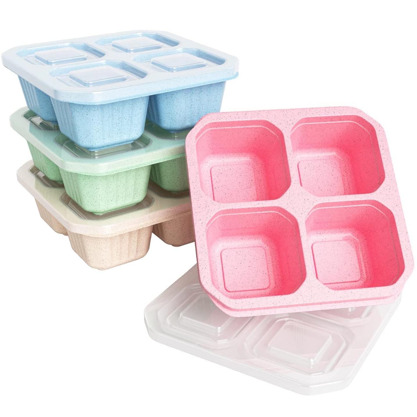 小麦材秸秆分格点心餐盒小吃盒四格零食盘干果盒儿童餐盘保鲜饭盒