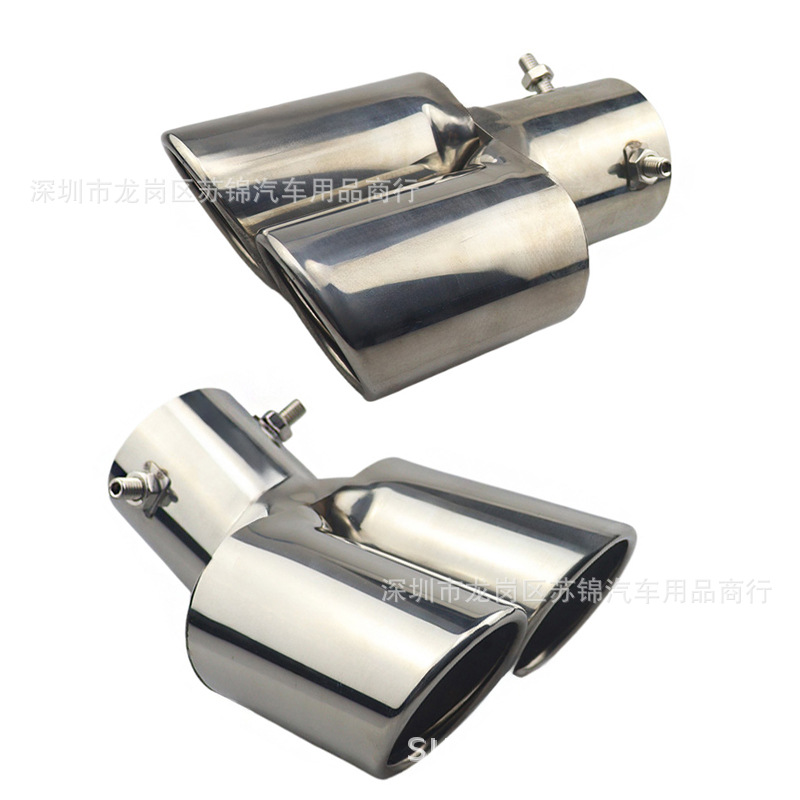 Car Modification Universal One-Out-Two Matte Black Tail Pipe 63mm Double-Out Tail Pipe Muffler Stainless Steel Exhaust Pipe