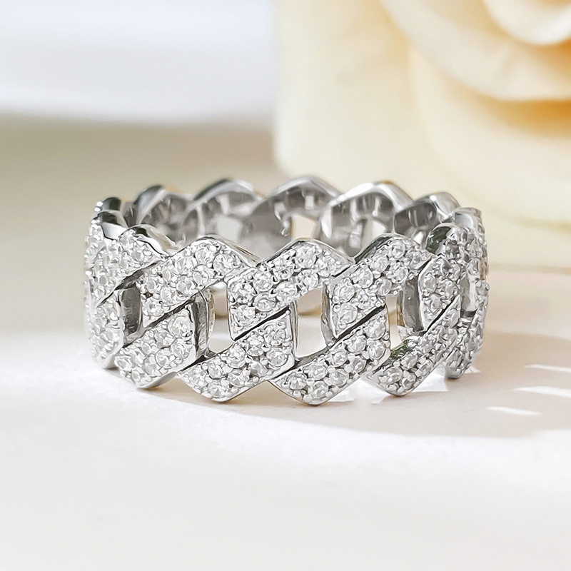 Ring with stone with zircon hip-hop style