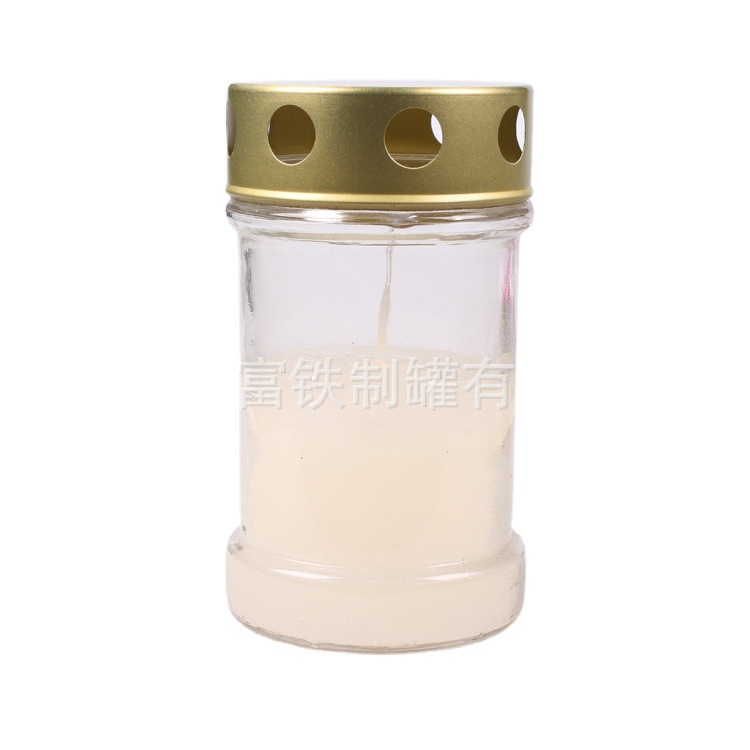 马口铁盖配玻璃杯墓地防风蜡烛祭祀用品可冲压不同形状