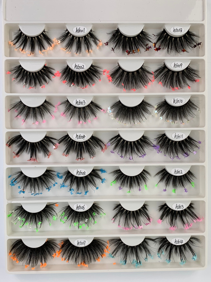 Festival de Navidad transfronterizo Venta caliente pestañas postizas color fluorescente mariposa diamante lentejuelas pestañas 3D maquillaje de escenario europeo y americano