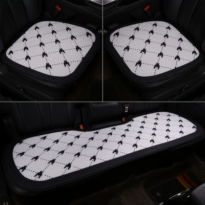 Seat cushion, seat cover: Seat Cushion, Half-Wrapped Waist-Cushion, Summer Cooling - houndstooth-white-large-grid-three-piece-set-2-front-seats-rear-seat-strips-honeycomb