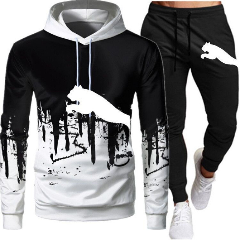 Cross-Border Men's Sweatshirt Two-Piece Set, Sports Hoodie, Sweatpants, Running Wear, Fashionable Splash-Ink Suit, Jogging Suit, Men's Clothing Cross-Border Men's Sweatshirt Two-Piece Set, Sports Hoodie, Sweatpants, Running Wear, Fashionable Splash-Ink Suit, Jogging Suit, Men's Clothing