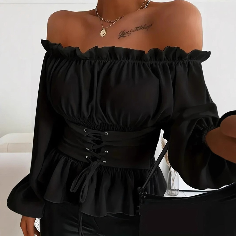 Women's Summer plus size Clothing All-match Solid Color Fashion Shoulder Strap Corset Shirt Women's Summer plus size Clothing All-match Solid Color Fashion Shoulder Strap Corset Shirt