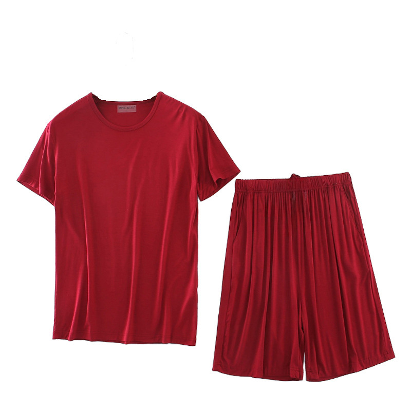 Men's Modal T-Shirt Set Short Sleeve Shorts Home Clothes Casual Sportswear Plus Large Size Pajamas Summer Wholesale_voghion.com