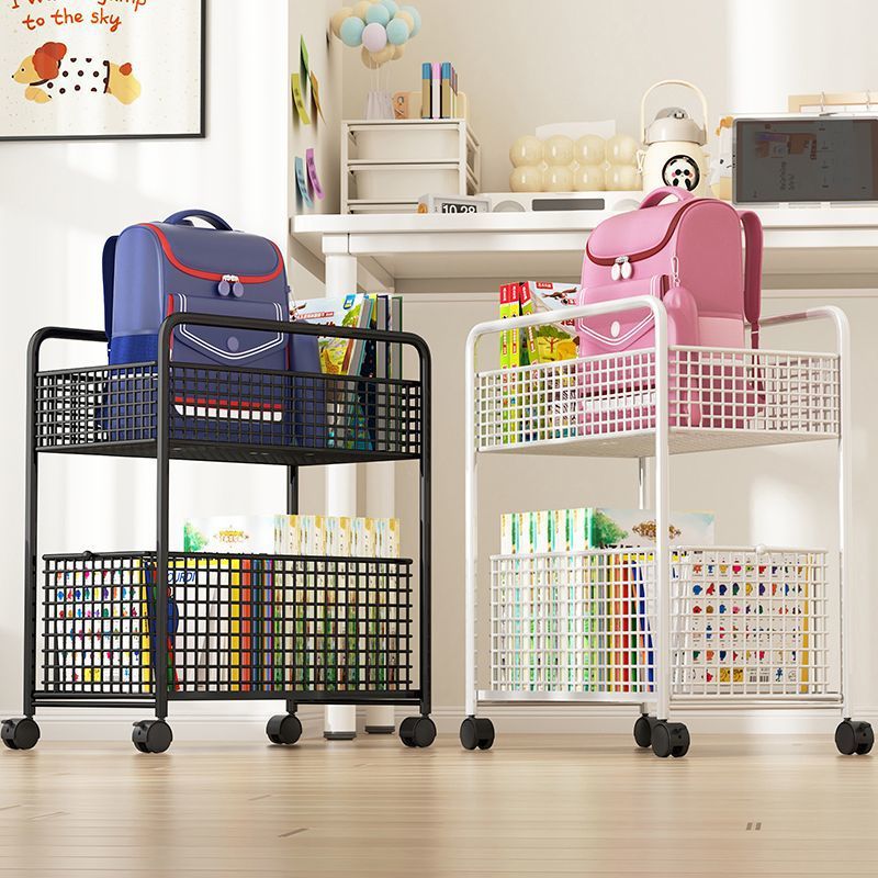 Movable Bookshelf, Floor-Standing Under-Desk Storage Rack, Book Storage Rack, Home-Use Table-Side Trolley with Wheels