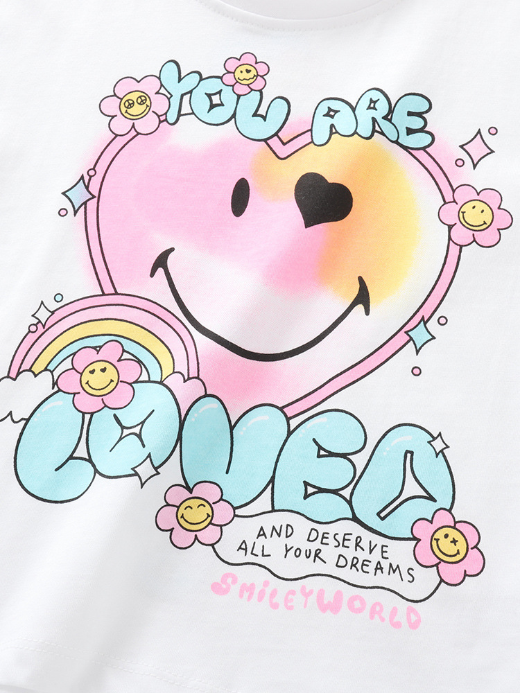 Transfronterizo malwee niñas lindas niñas casuales camisetas de cuello redondo para niños europeos y estadounidenses casuales dos piezas