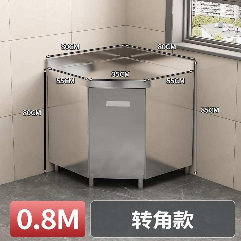 304 Overall Stainless Steel Cabinet Household Simple Kitchen Stove Sink Cabinet Rural Storage Storage Thickeneded Cupboard