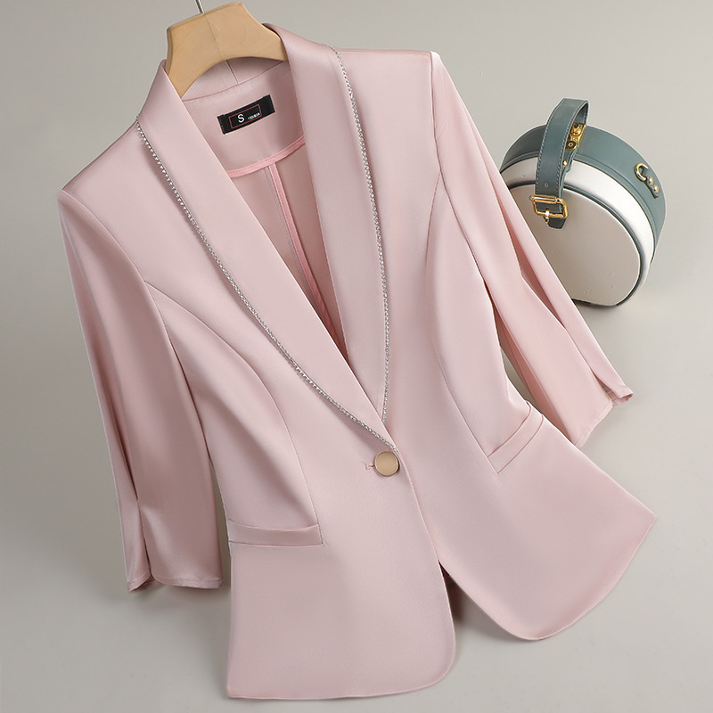 Summer Thin Design Sense Seven-point Sleeve Suit Jacket Women's Fashionable Slim-fit Slimming Internet Popular Suit Commuter Work Clothes Summer Thin Design Sense Seven-point Sleeve Suit Jacket Women's Fashionable Slim-fit Slimming Internet Popular Suit Commuter Work Clothes