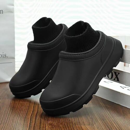 Waterproof cotton slippers for women in winter 2024 new indoor home plus velvet for warmth and outer wear non-slip cotton shoes for men in winter