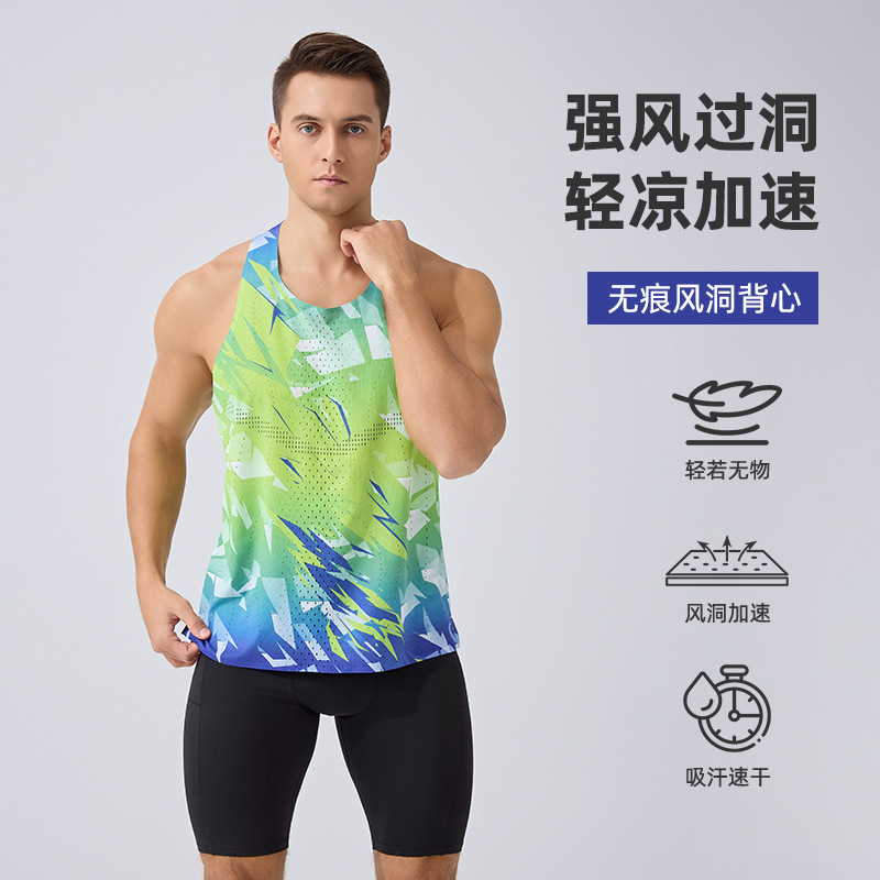 26 Years of Experience in Cross-Border Men's Vests, Summer Running Marathon Quick-Dry Vests, Thin Breathable Sports Fitness Sleeveless T-Shirts