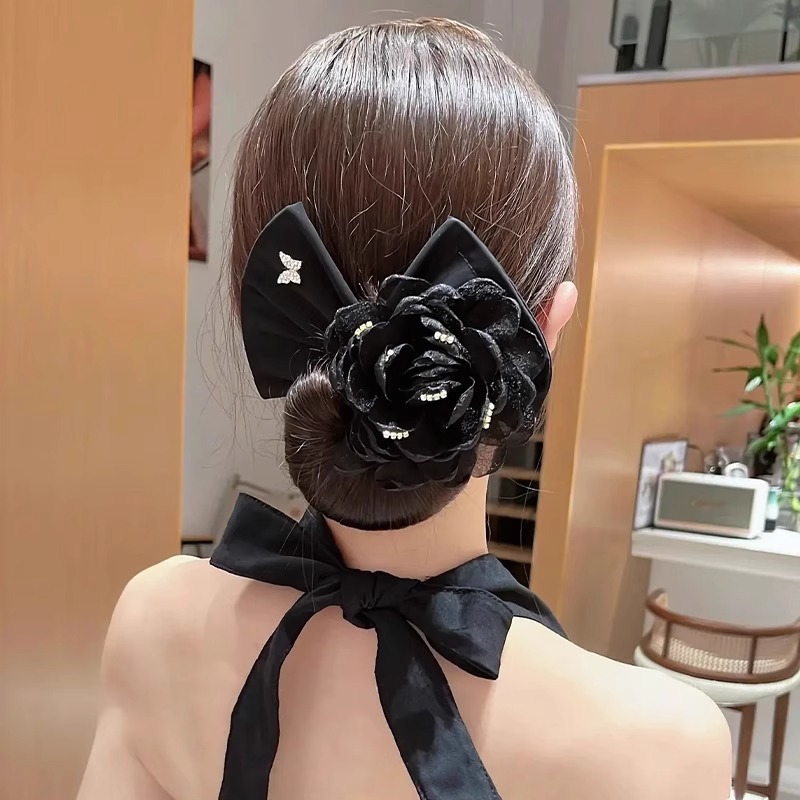 Perezoso torcer placa giratorio artefacto para el cabello con lazo horquilla femenina 2025 nuevo estilo cabeza de capullo accesorios para el cabello cabeza de bola horquilla fija