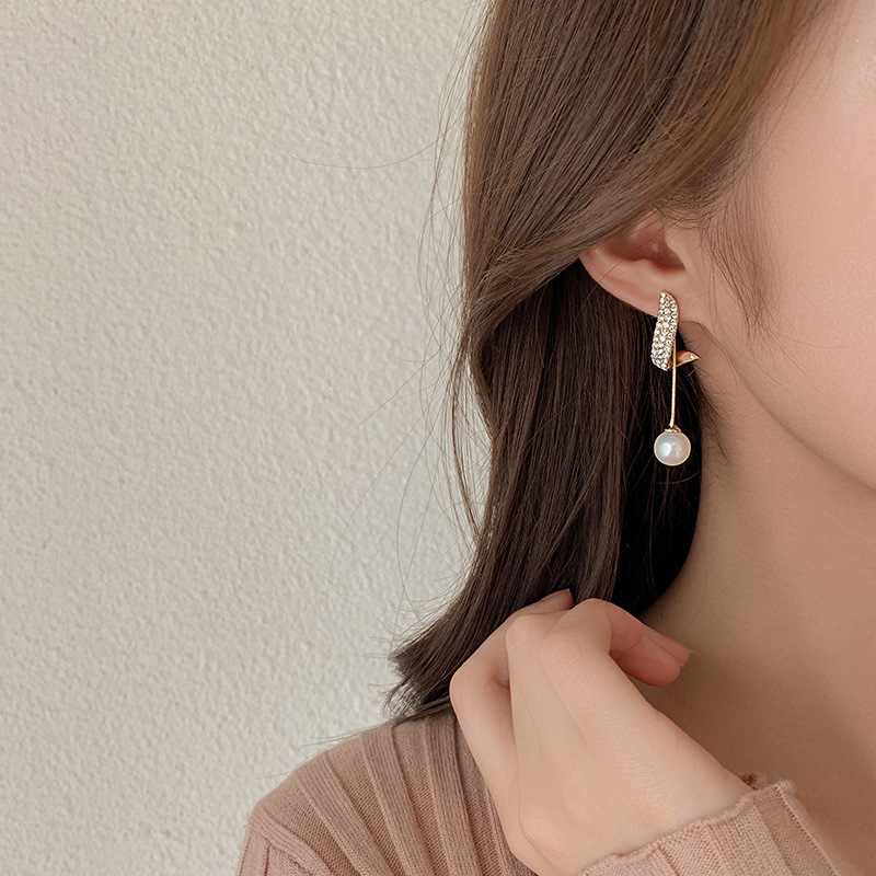 S925 Aguja de Plata Nueva moda llena de diamantes pendientes de perlas elegantes de las mujeres pendientes simples a juego 2022 pendientes franceses