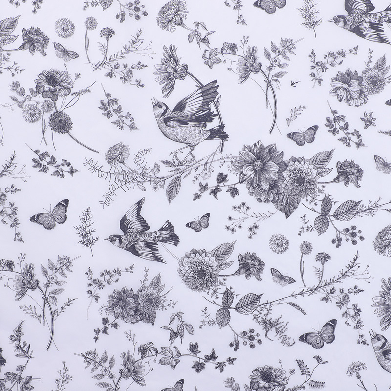 꽃, 새와 나비 검은 색 (20 장 50X35cm)