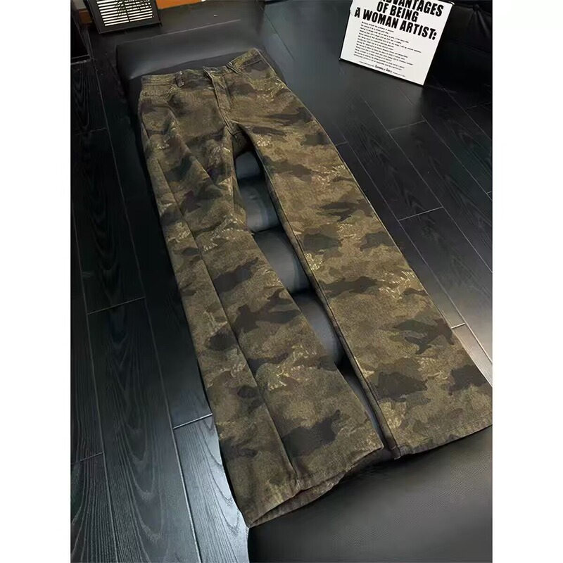 Flared Jeans 2026 Spring New Camouflage Low-Waist Loose Slimming American Retro Flared Floor-Length Pants Flared Jeans 2026 Spring New Camouflage Low-Waist Loose Slimming American Retro Flared Floor-Length Pants