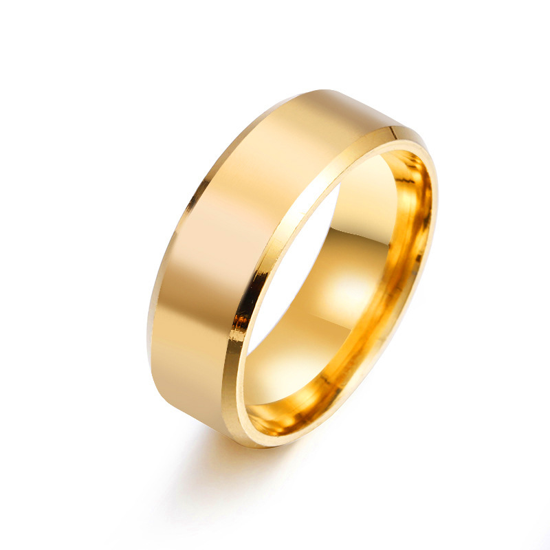 Unisex Gender Shiny Metallic Design 8mm Glossy Stainless Steel Ring Simple Fashion Jewelry Wholesale