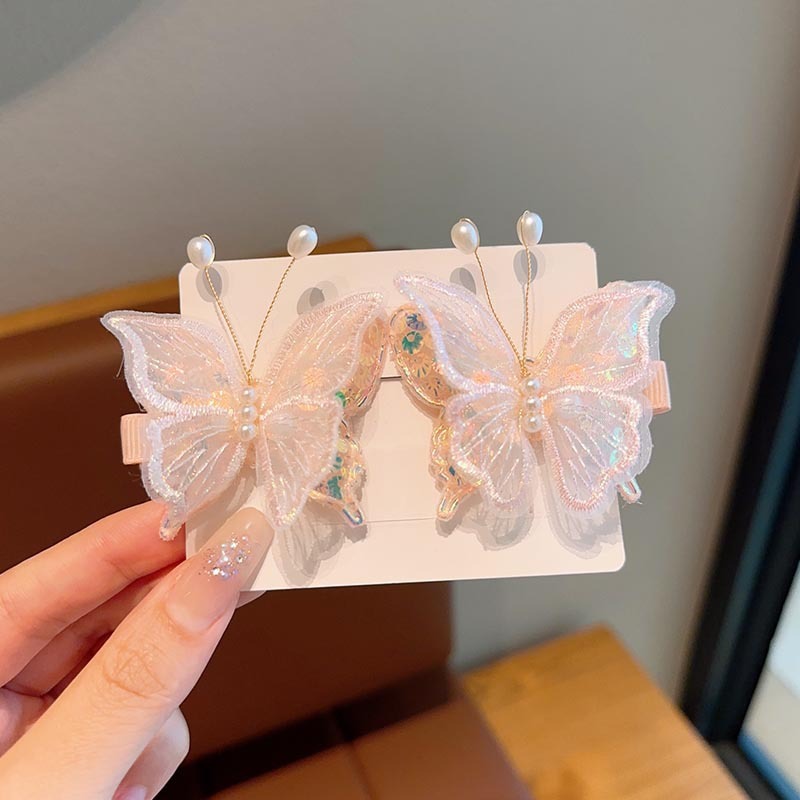 子供の超仙気刺繍の蝶のヘアピンの女の子のかわいい古風な漢服の髪飾りのカードの王女の前髪のサイドクリップ|undefined