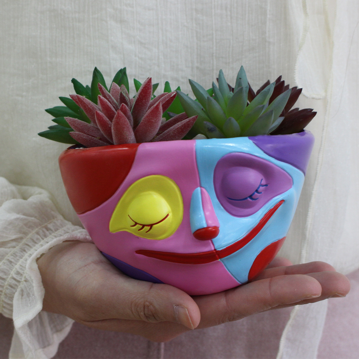 Creative face flower pot decoration resin crafts succulent flower pot flower pot garden courtyard home office flower pot