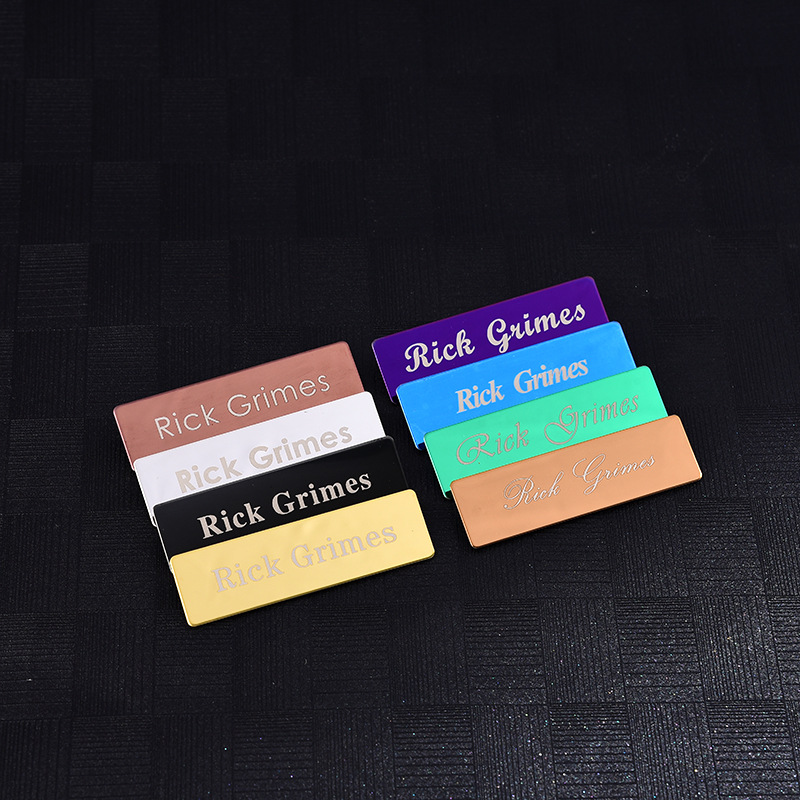Mirror-finish employee badges, name tags, 304 stainless steel personalized badges, company logo nameplates, laser-engraved badges