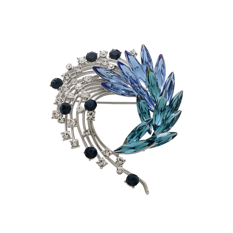 Broche queue de phénix en cristal bijou élégant pour femme_voghion.com