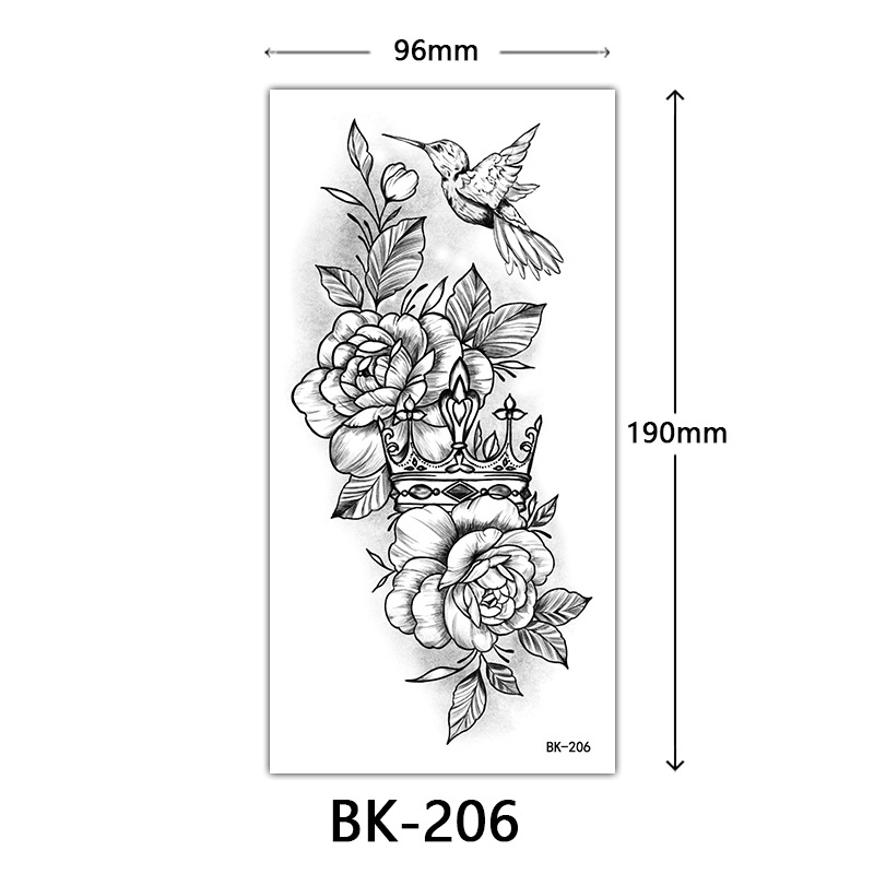 Tatuaje Temporal de Flores Boceto de Papel de Transferencia al Agua, Impresión por Transferencia de Agua, para Cuerpo image 212