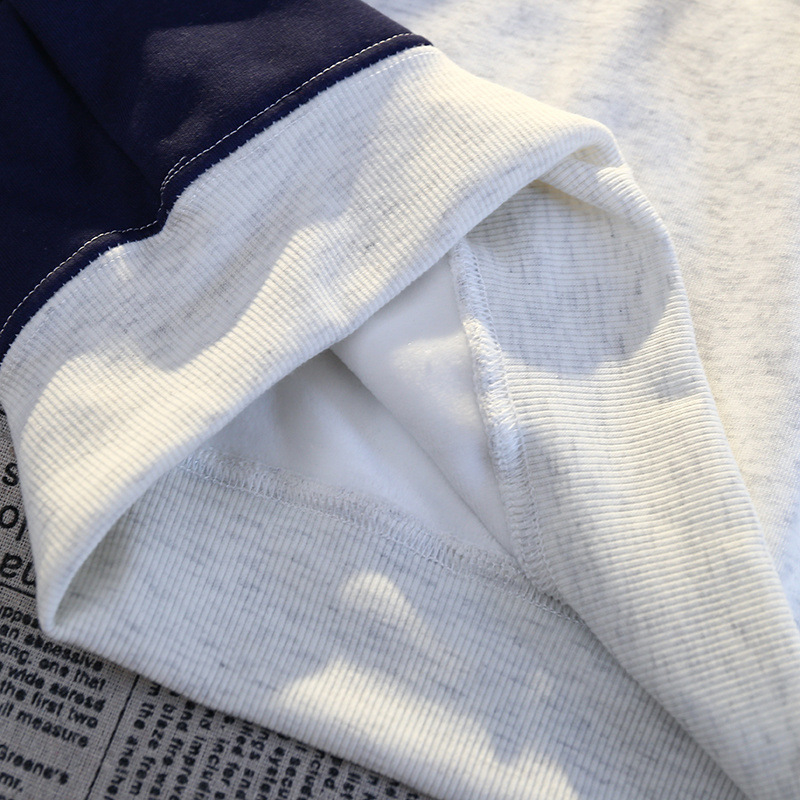 Felpa con cappuccio, manica raglan, stampata con lettere in stile americano, spessa e foderata in pile, patchwork, color-block, alla moda_voghion.com