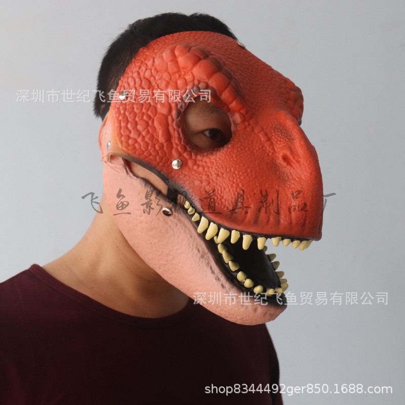 Halloween nuevo Tyrannosaurus dinosaurio movimiento boca máscara animal divertido Navidad personalizada accesorios decorativos