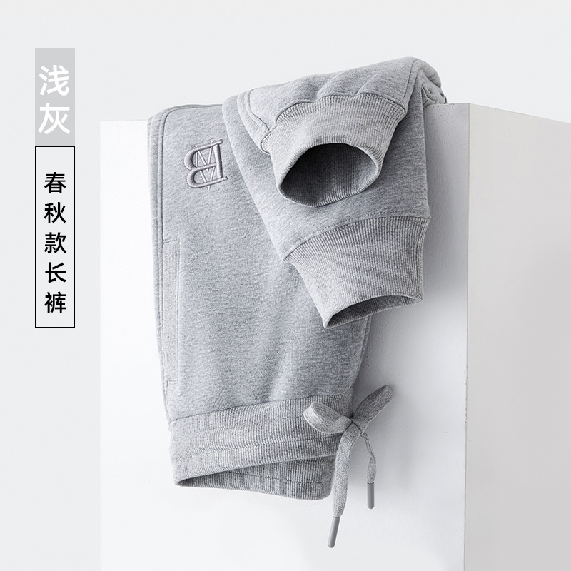 ABK809 라이트 그레이 봄, 가을 140 자수 팬츠