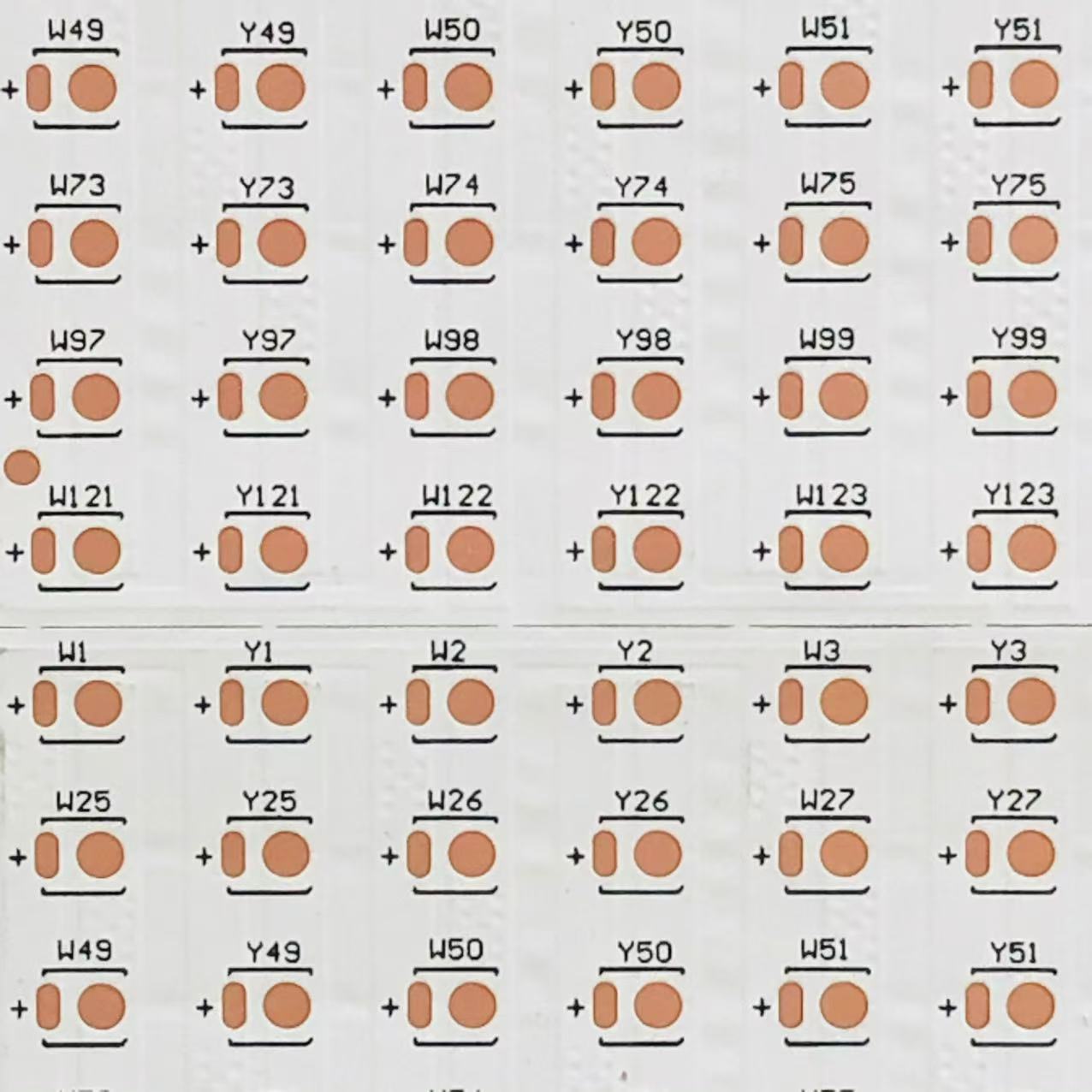 FPC软灯条板2835双色 3V 12B12C 385*40MM*6PCS 双面白膜双面板