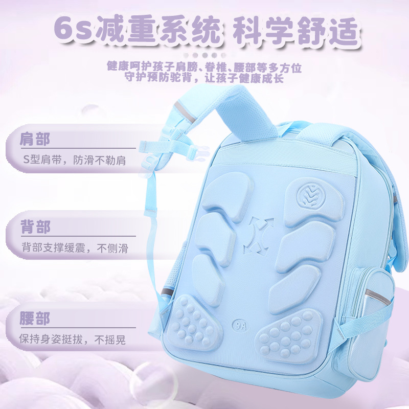 Mochila escolar para niños, niñas, estudiantes de primaria, niñas, perros, yu Gui, 136 grados, espalda, hombros lindos