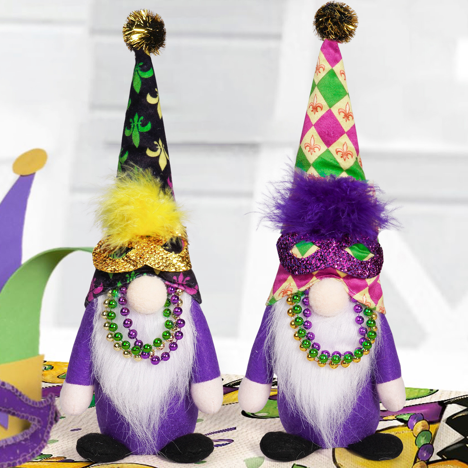 Carnaval transfronterizo sin cara anciano creativo carnaval Rudolph decoraciones festivas atmósfera decoraciones muñecas enanas