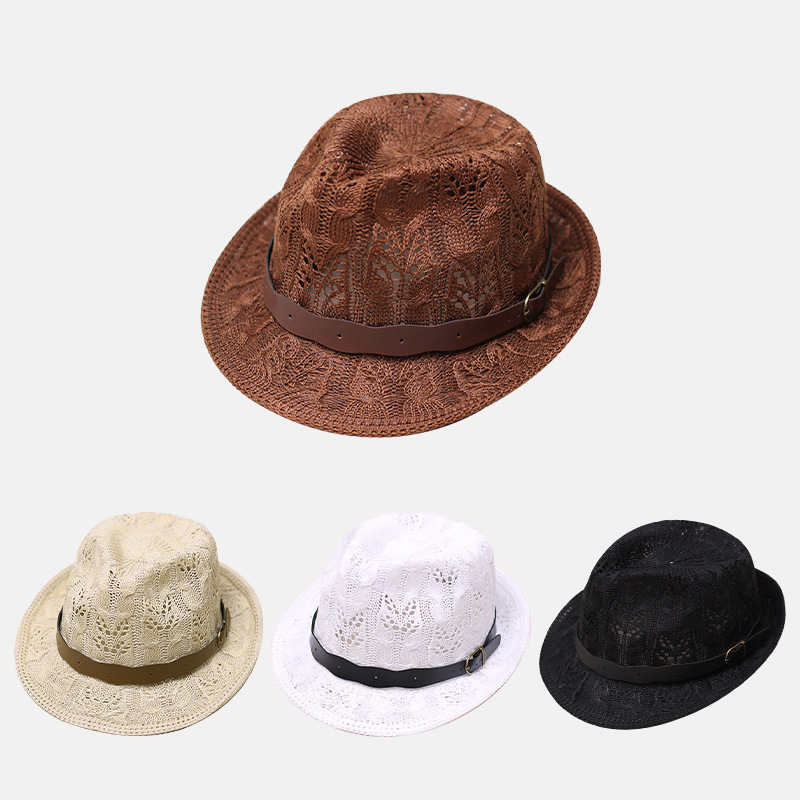 Unisex Basic Solid Color Flat Eaves Fedora Hat display picture 1