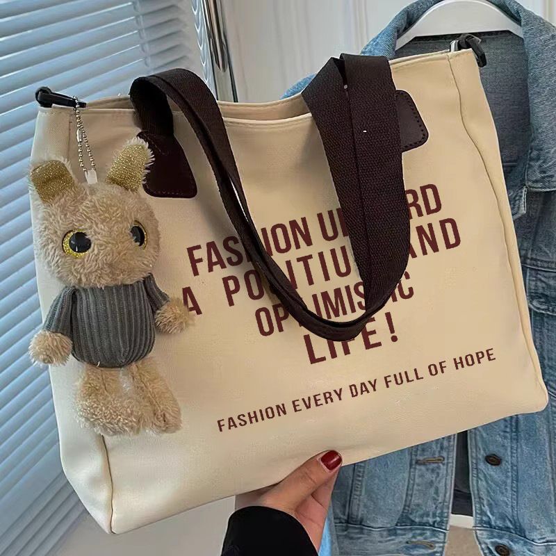 New Fashionable Large-Capacity Cross-Body Shoulder Tote Canvas Bag, New Style Tote Bag for Female College Students to Carry Books to Class New Fashionable Large-Capacity Cross-Body Shoulder Tote Canvas Bag, New Style Tote Bag for Female College Students to Carry Books to Class