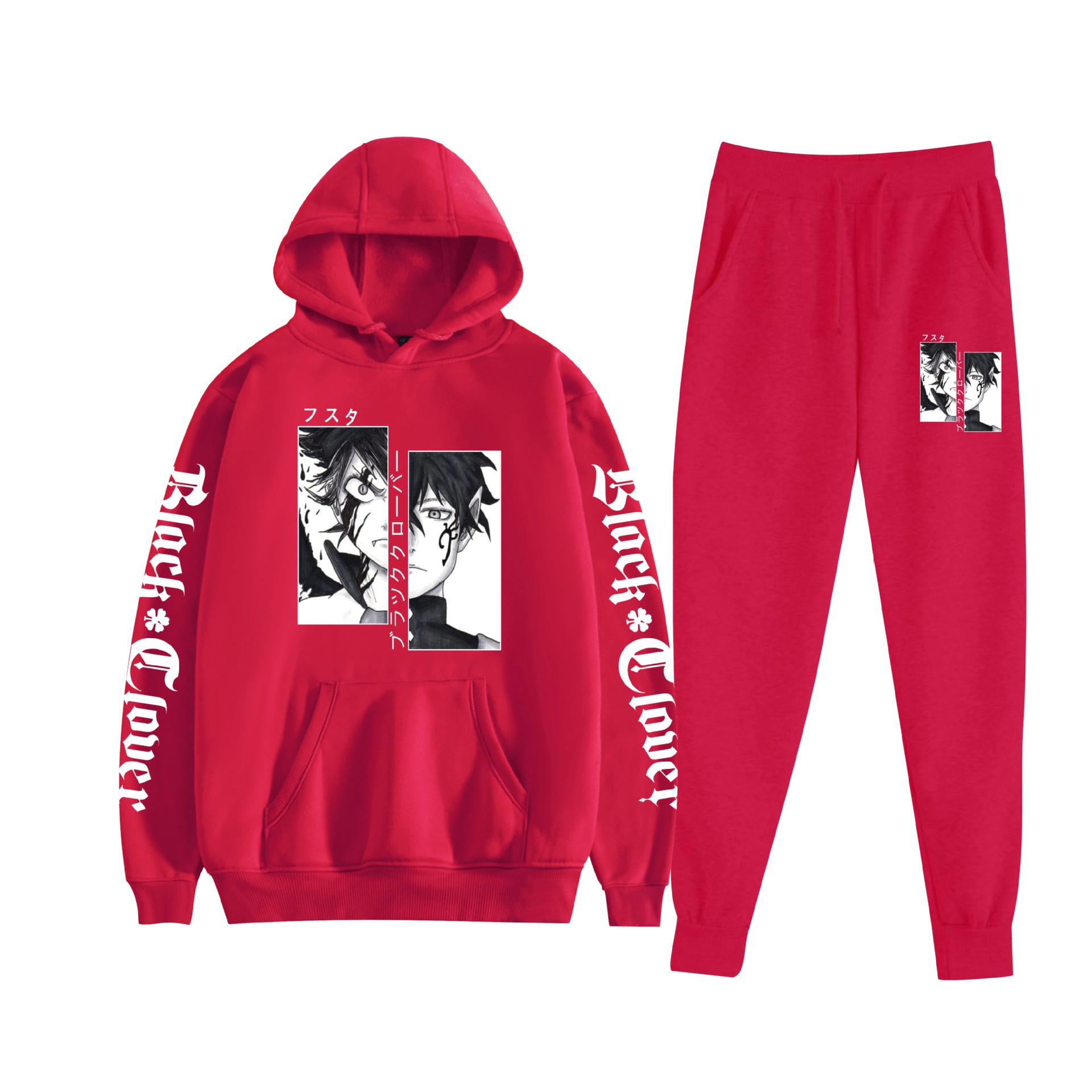 Comercio exterior nuevo estilo riman black trébol de cuatro hojas-Black Clover suéter con capucha corsés traje de dos piezas