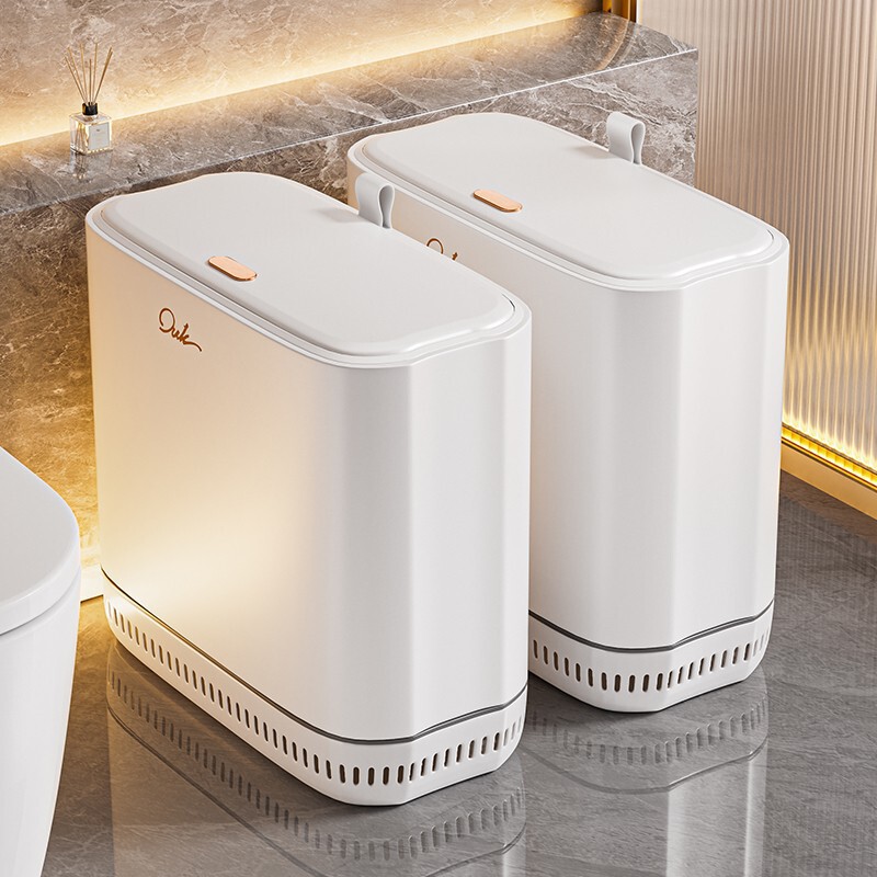 Gap Trash Can for Home Living Room Automatic Adsorption Large Capacity Push-Type Bedroom Kitchen Bathroom Paper Basket with Lid