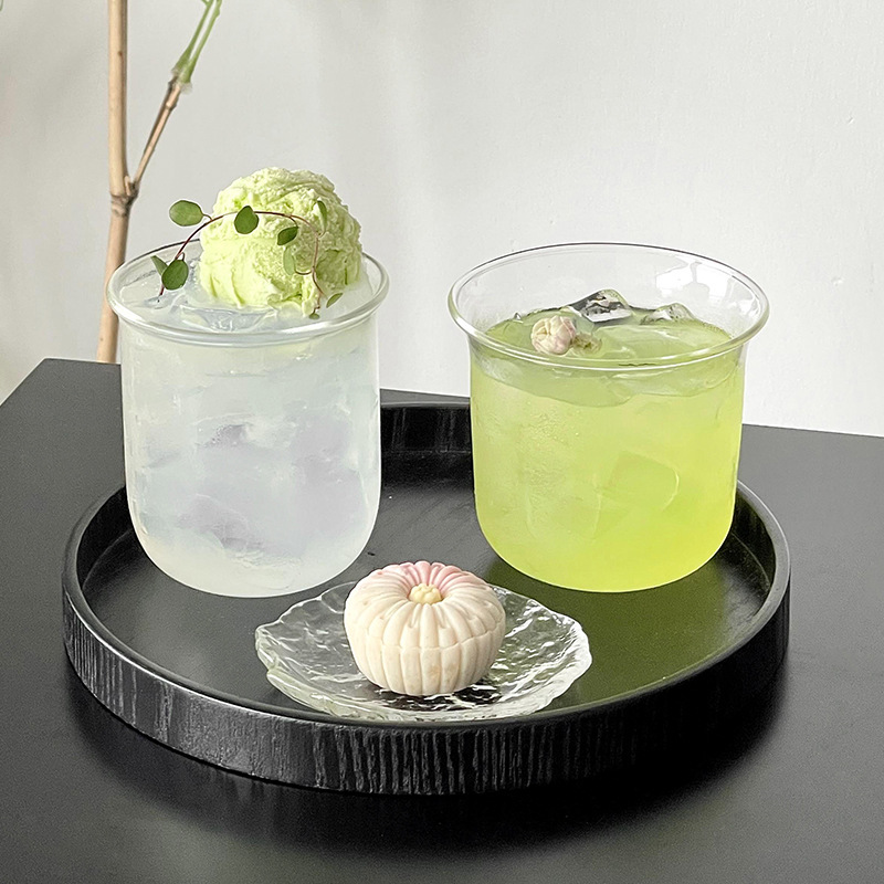 Taza redonda simple, taza de vidrio transparente resistente al calor, taza de bebida medieval, taza de agua de burbujas, taza de café