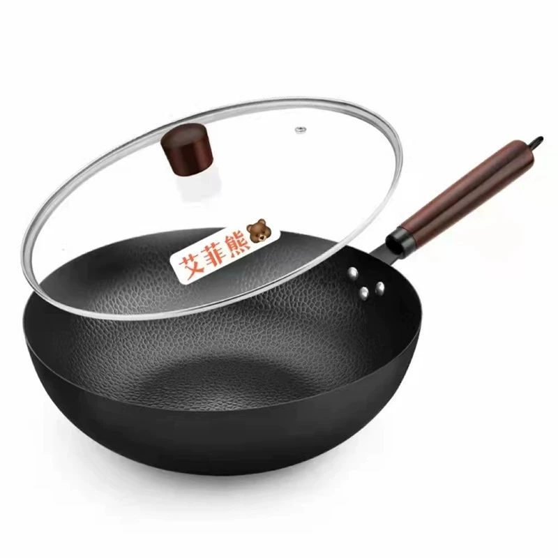 艾菲熊 Wok pan Non-stick pan Frying pan Uncoated Thickened frying pan Thick bottomed iron pot Chinese cast iron