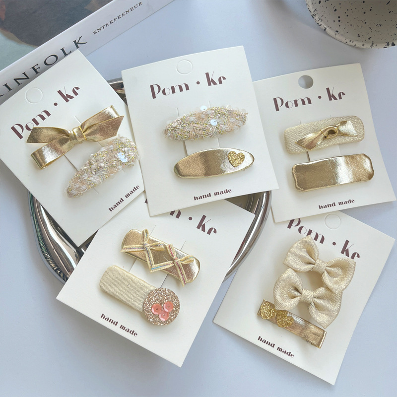 Leather Material Heart Shape, Bow Knot Pattern Cute Kid'S Heart Shape Bow Knot Leather Sequins Hair Clip