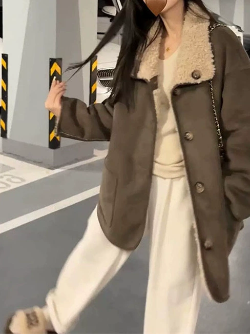Модная двусторонняя демисезонная бархатная куртка, loose fit, oversize, увеличенная толщина