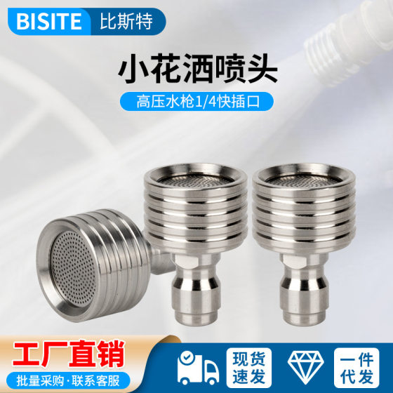1/4 Quick-plug High-pressure Car Wash Water Gun Stainless Steel Small Shower Quick Gun Head Soft Water Nozzle Watering Vegetable Cleaning Wheel