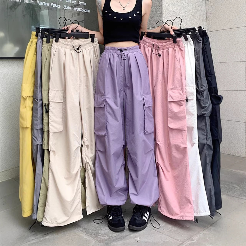 American-Style Workwear Fashion Casual Pants for Women 2026 New Straight Loose Wide-Leg Sports Long Pants Cheap Cross-Border