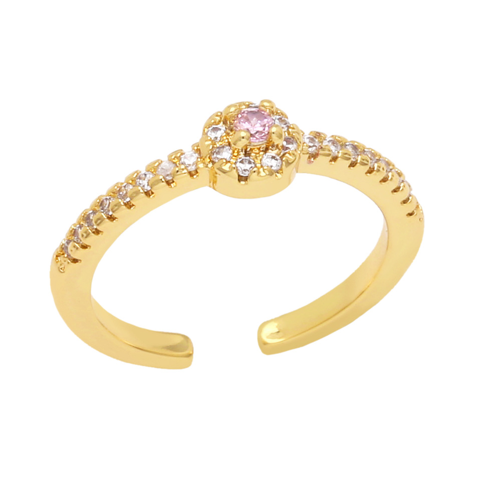 Retro Round Zircon Copper 18k Gold-plated Ring display picture 4