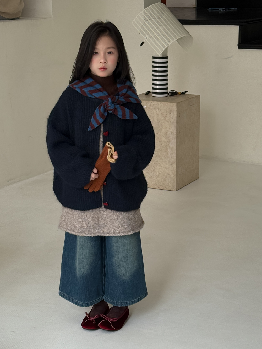 D81 Love Button Navy Sweater Cardigan