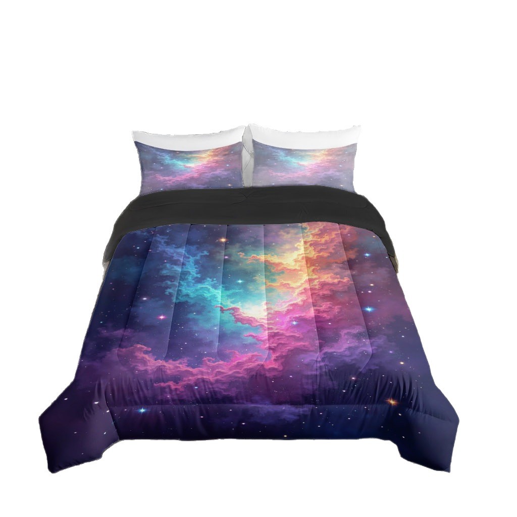 TEMU / JIT transfronterizo color estrella 3D impresión digital 180gms conjunto de edredón para diseñar