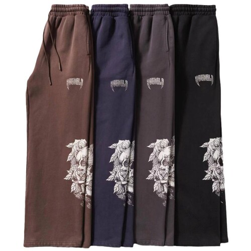 YOUNGLA American streetwear high-street track pants for runners, gym, fitness, casual straight-leg loose pants